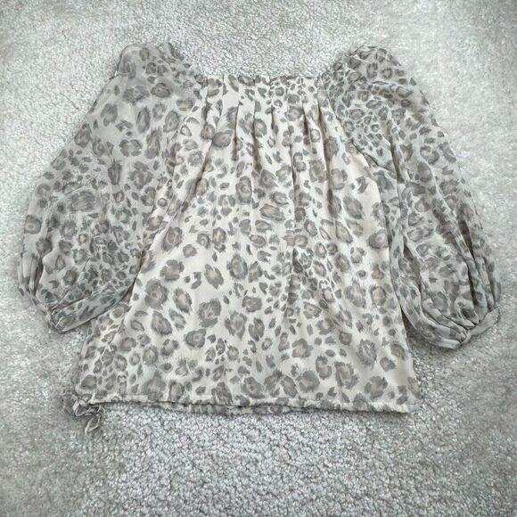 Rebecca Taylor Leopard Cold Shoulder Blouse - Picture 2 of 9
